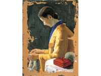 興梠武「編みものする婦人」